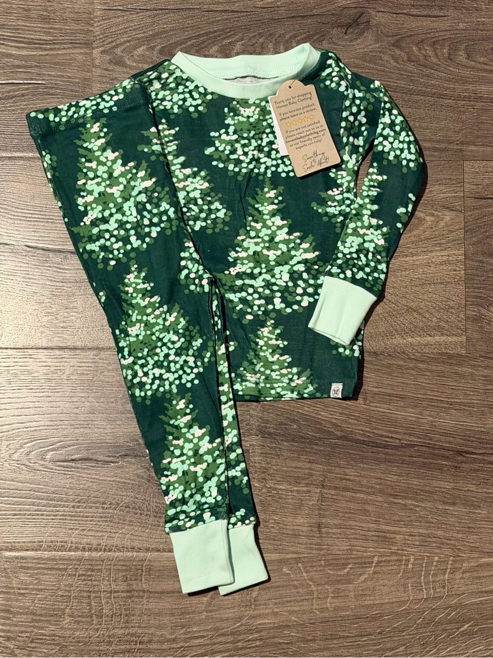 The Honest Company Green Tree-Print Kids Pajama Set 18 Months